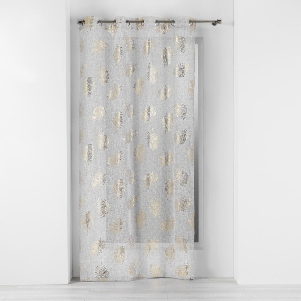 Voilage à œillets 140x240 sable métallisé Sunny Gold or, DECORATIE