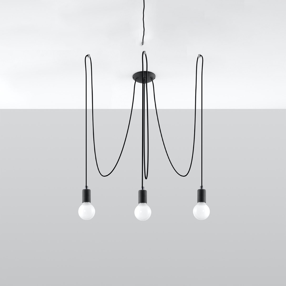 Lustre Tissu Noir E27 3 Edison noir, EDEN