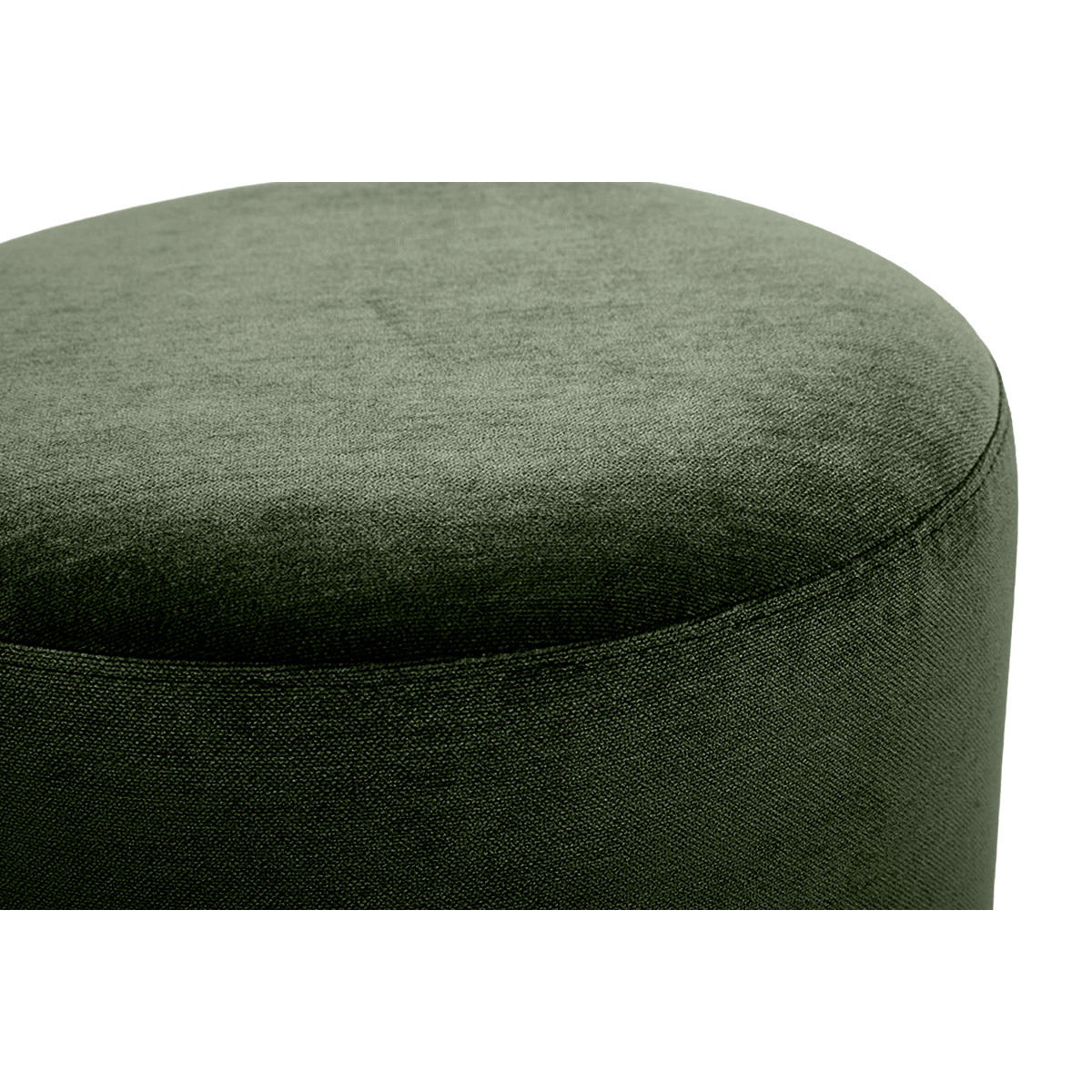 Pouf rond pivotant en tissu effet velours texturé terre brûlée et métal D39.5 cm VOLNAY kaki, MILIBOO