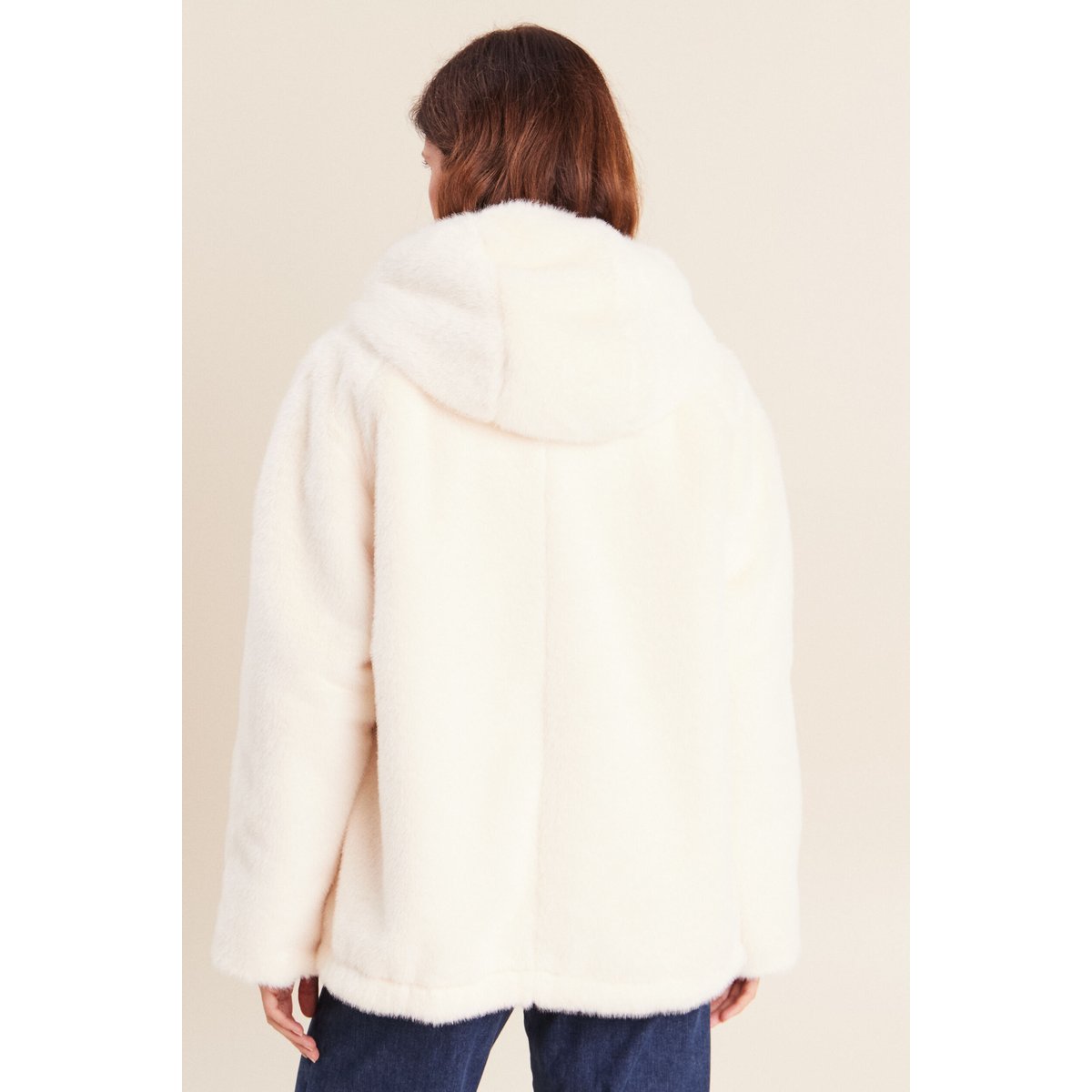 Parka réversible courte à capuche beige, BREAL