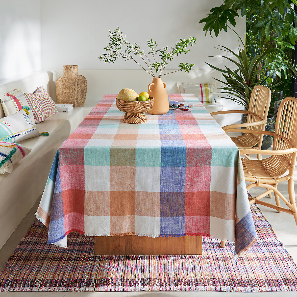 Formia Woven-Dyed Cotton Tablecloth multi-coloured, LA REDOUTE INTERIEURS