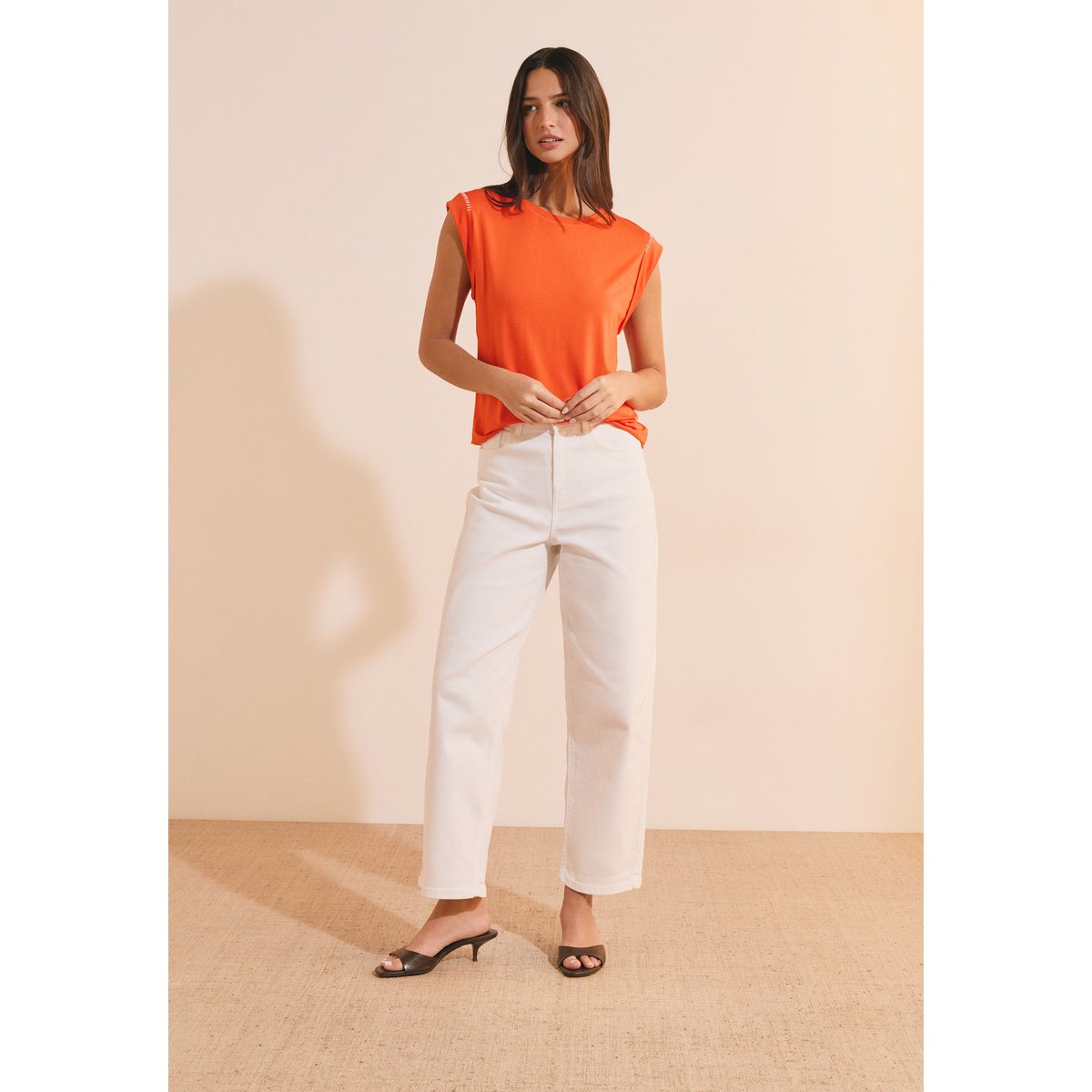 T-shirt sans manches ARNAUD TS orange, ETAM