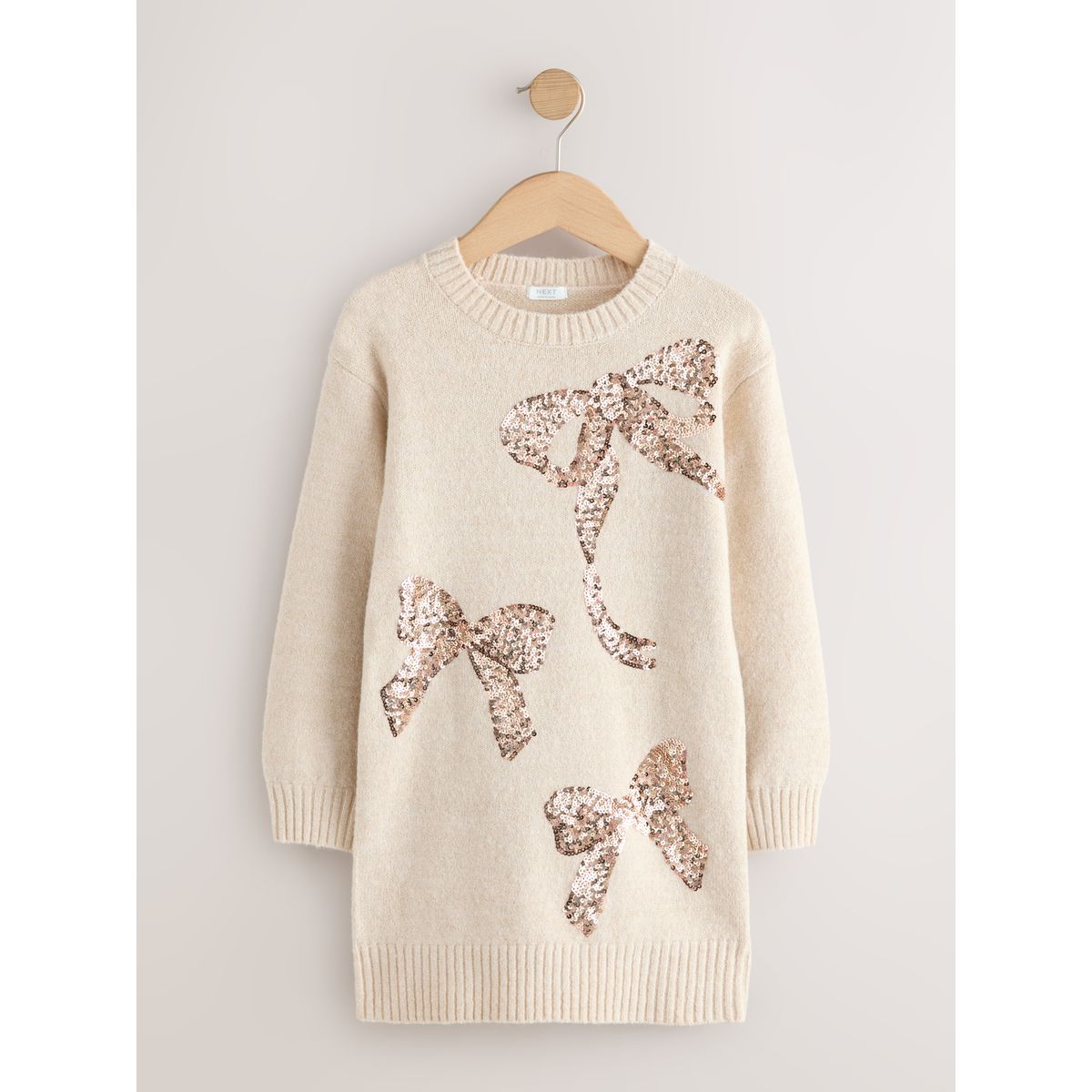Robe pull en maille ornée d'un nœud écru, NEXT