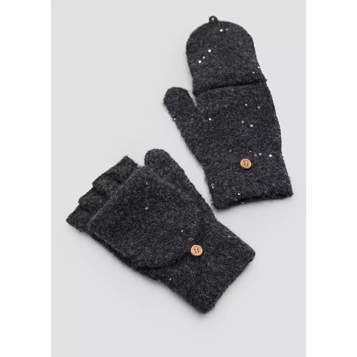 Mitaine ornée de paillettes gris anthracite, MANGO KIDS