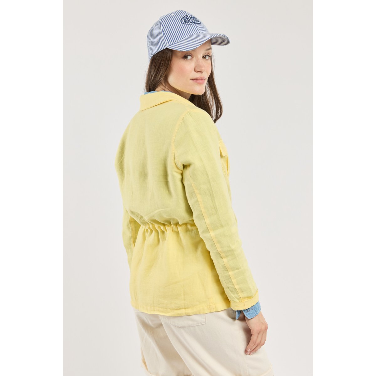 Veste saharienne en lin Sienna paille, TERRE & MER