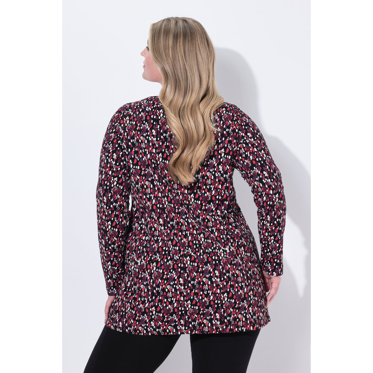 T-shirt long dans un imprimé graphique rouge rubis, ULLA POPKEN