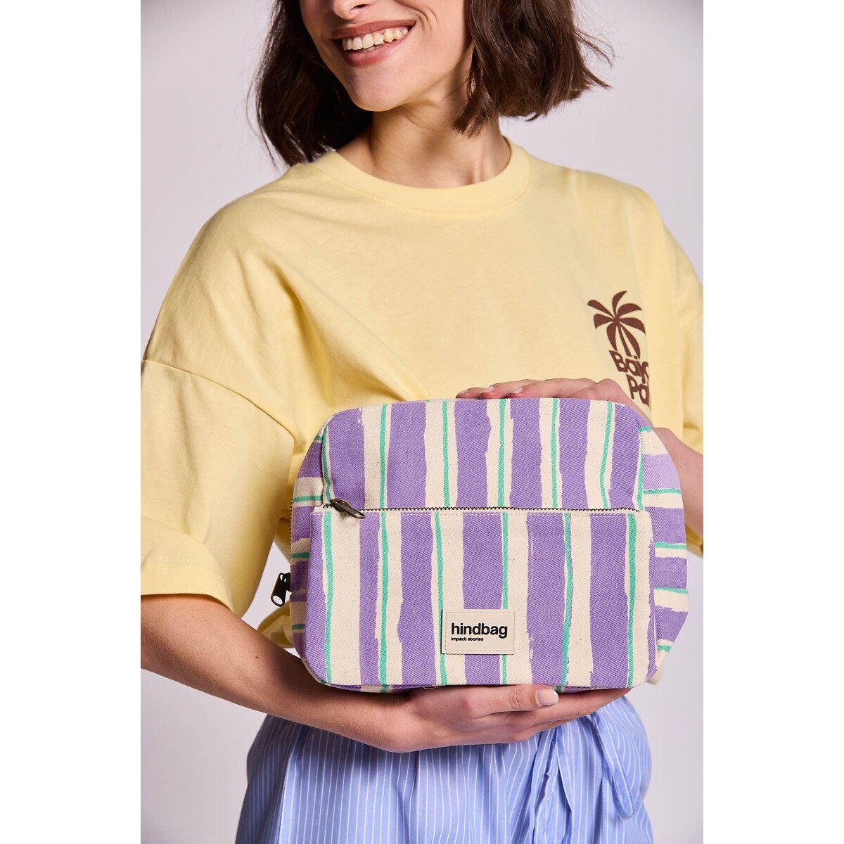 Gestreiftes XL-Necessaire ALIX violett gestreift fantasie, HINDBAG