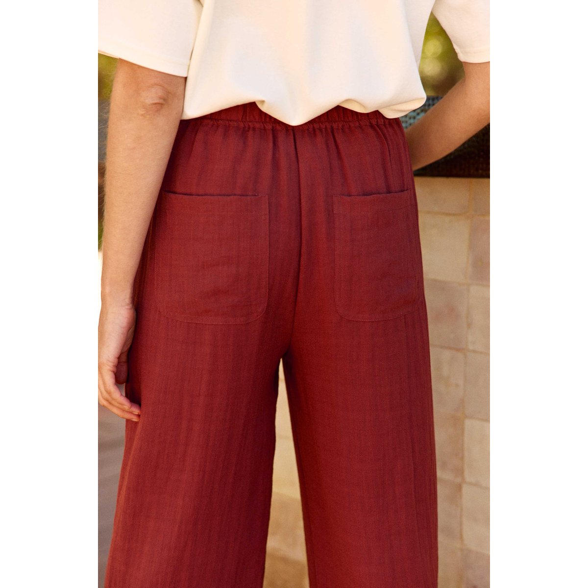 Pantalon large uni PILOR 55-bordeaux, LA PETITE ETOILE