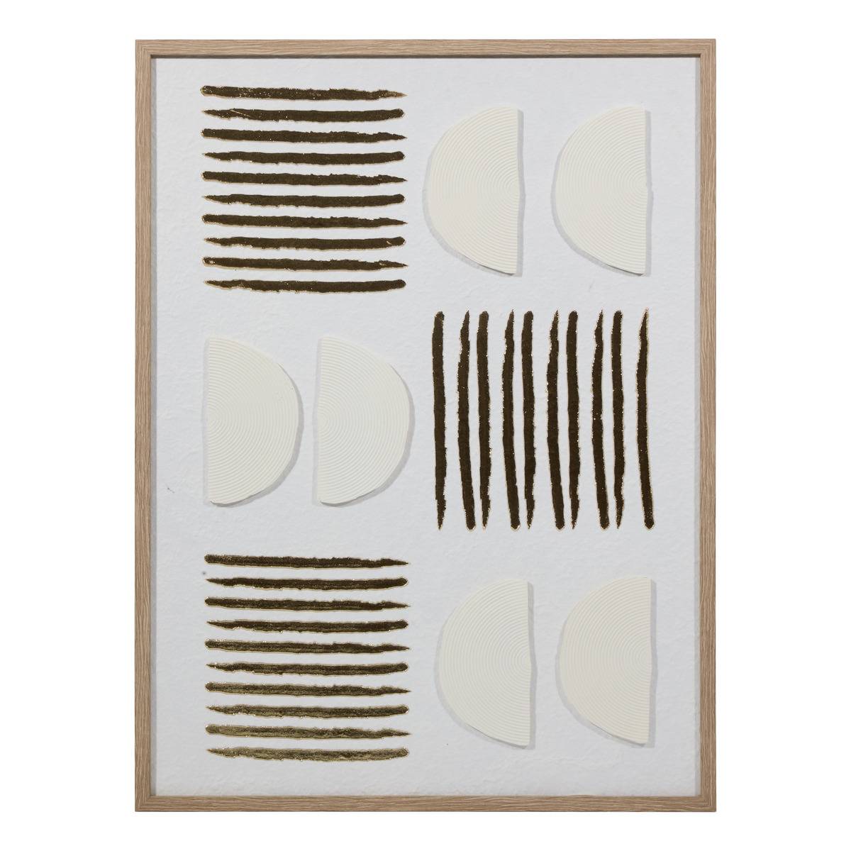 Toile 3D motifs géométriques en relief NOURANE blanc, ATMOSPHERA