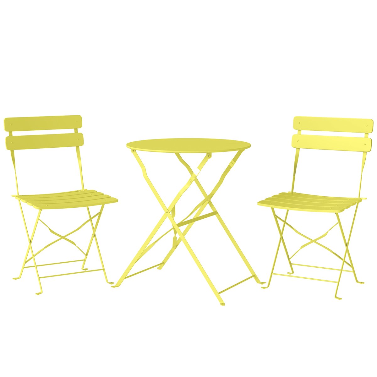 Ensemble de bistrot d'extérieur Métal Jaune jaune, OUTSUNNY