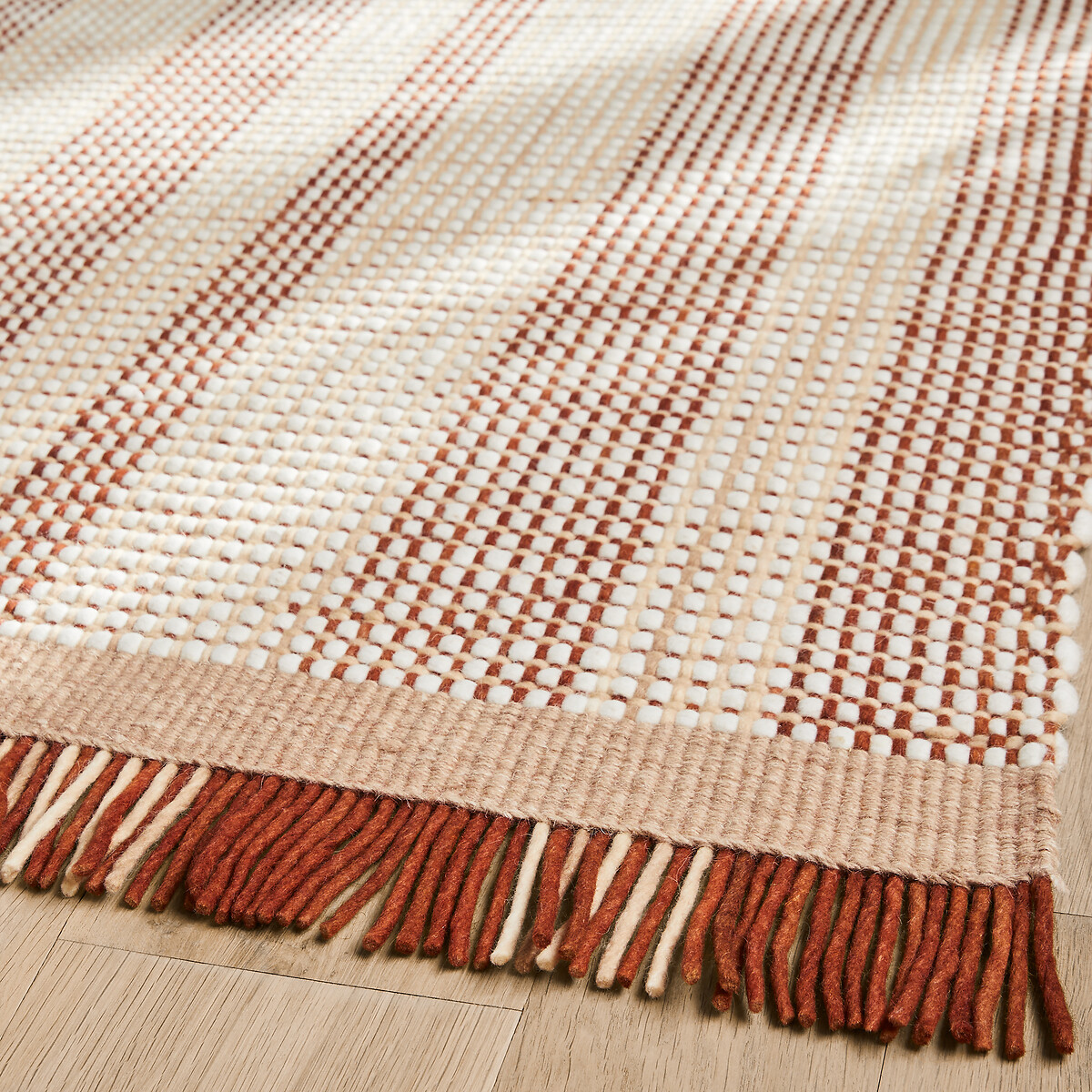 Tapis tissé main en laine, Hotami ivoire/brique, AM.PM