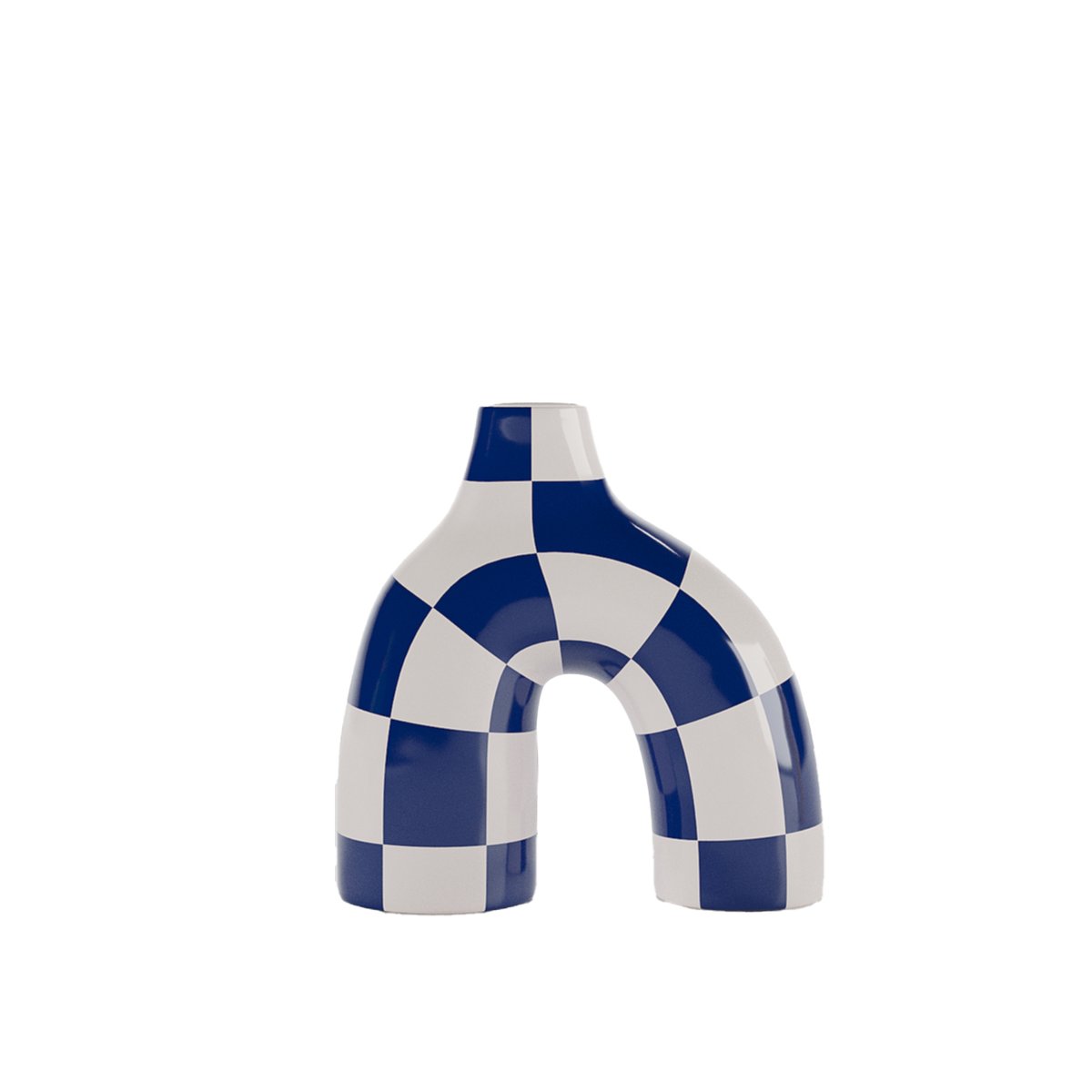 Vase art moderne à damier - PHOENIX bleu, POTIRON PARIS