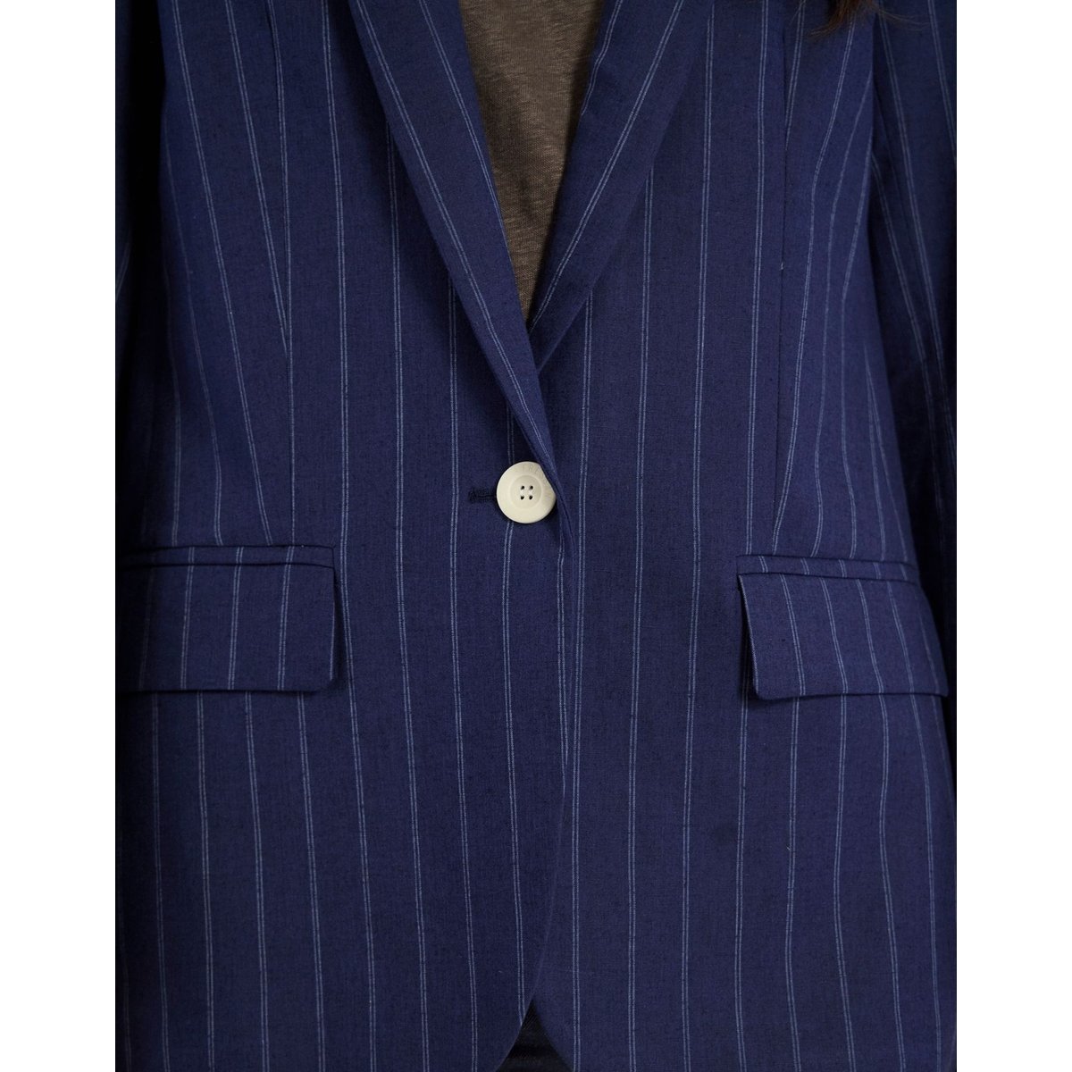 Veste Bruna en lin mélangé marine blue navy, INES DE LA FRESSANGE PARIS