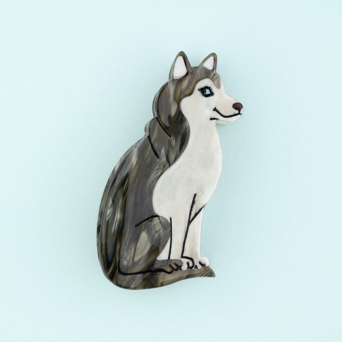 Pince à cheveux HUSKY gris et blanc, COUCOU SUZETTE