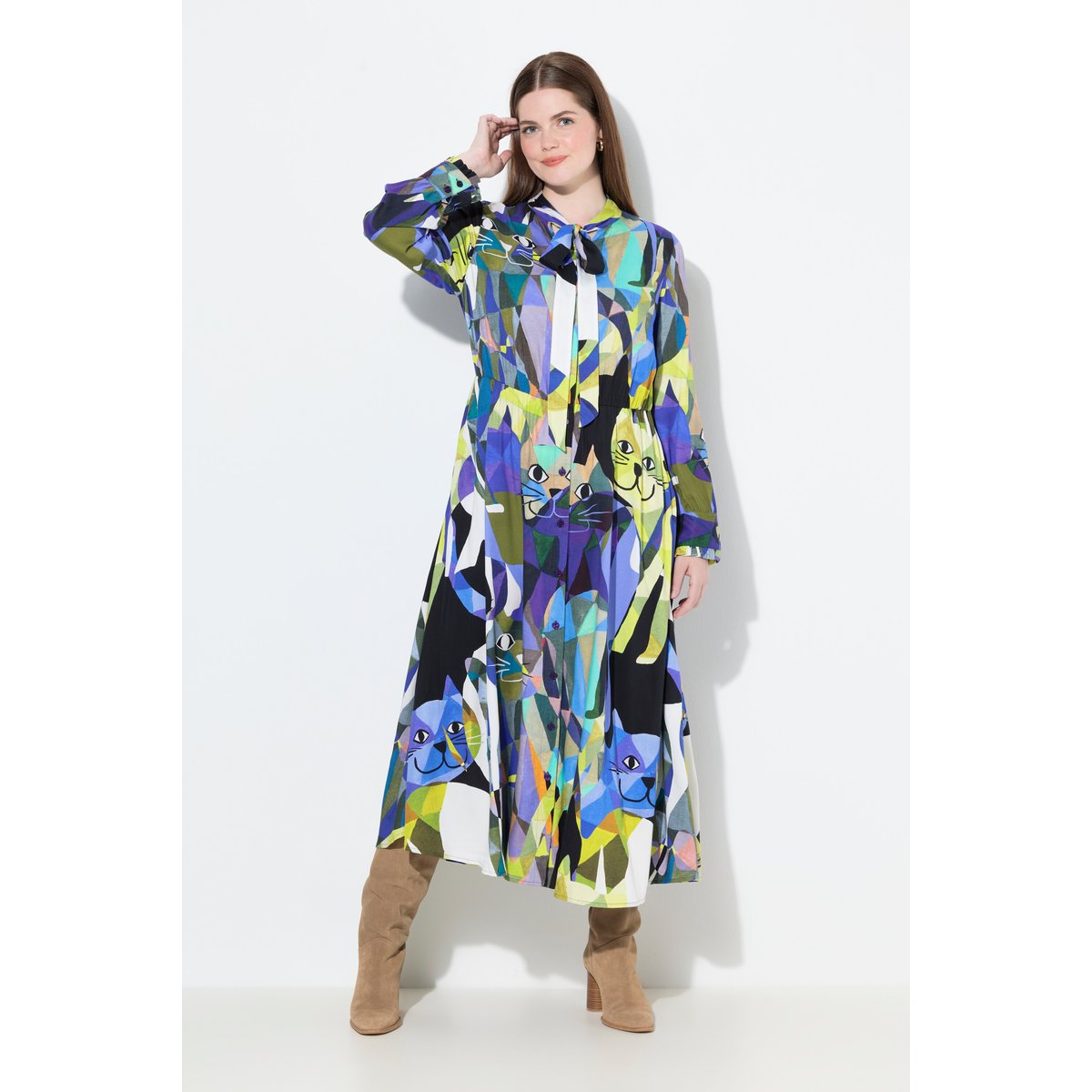 Robe maxi à manches longues violet, ULLA POPKEN