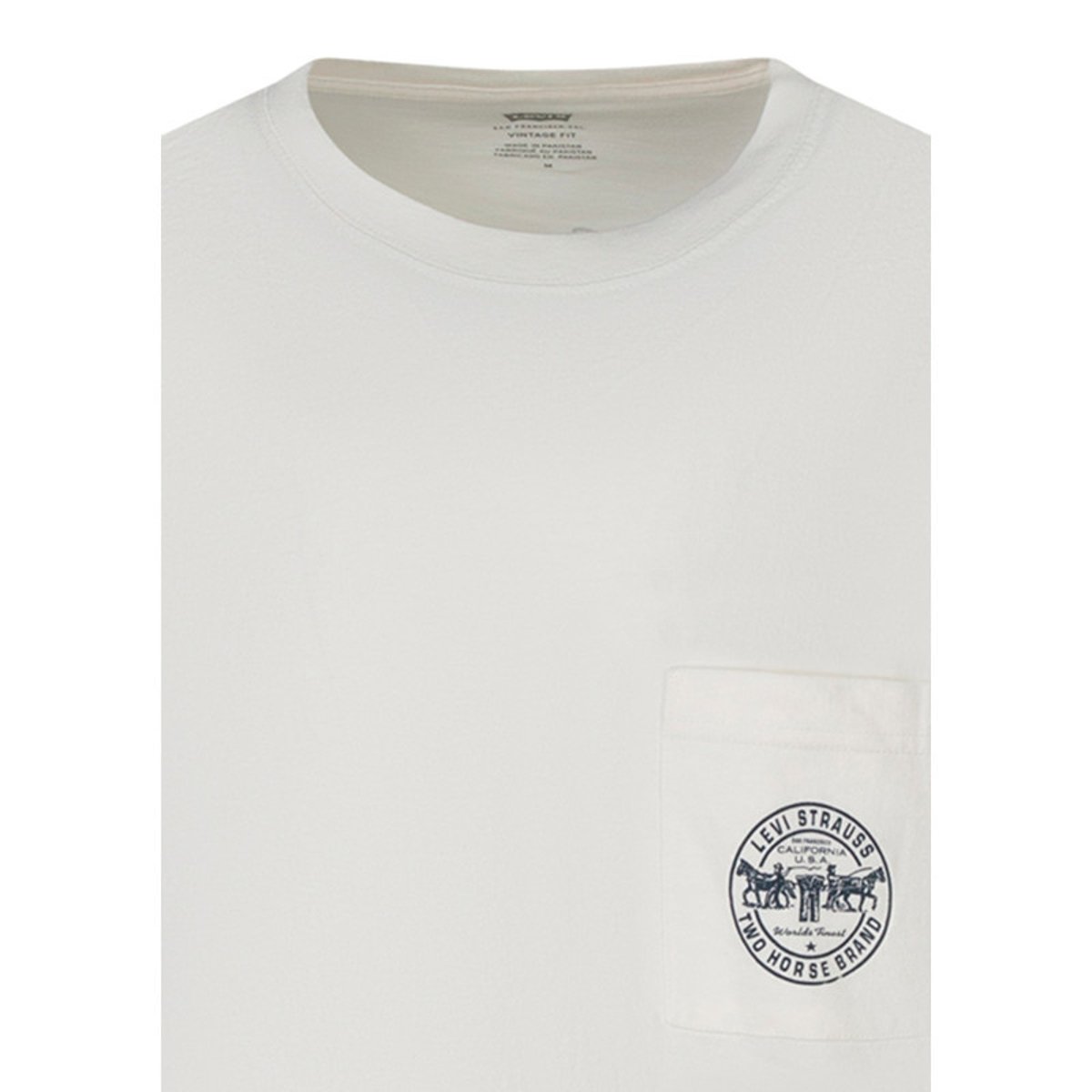 T-shirt en coton écru imprimé à coupe droite pourvu d'un col rond beige, LEVI'S