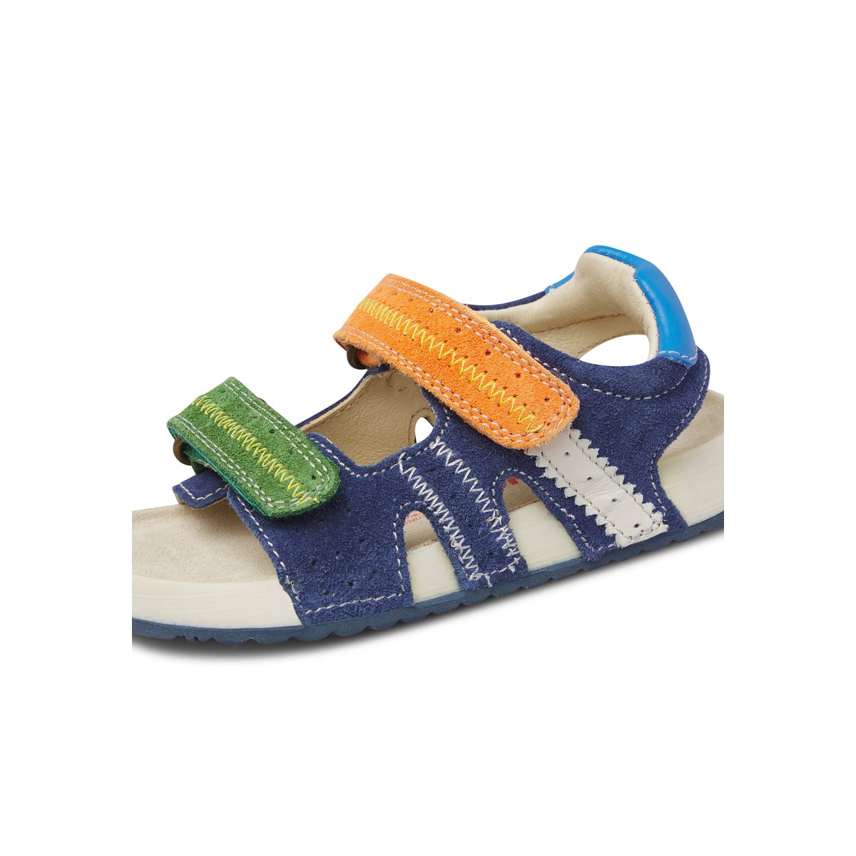 Sandales en velours SIHUR. marine-orange, NATURINO