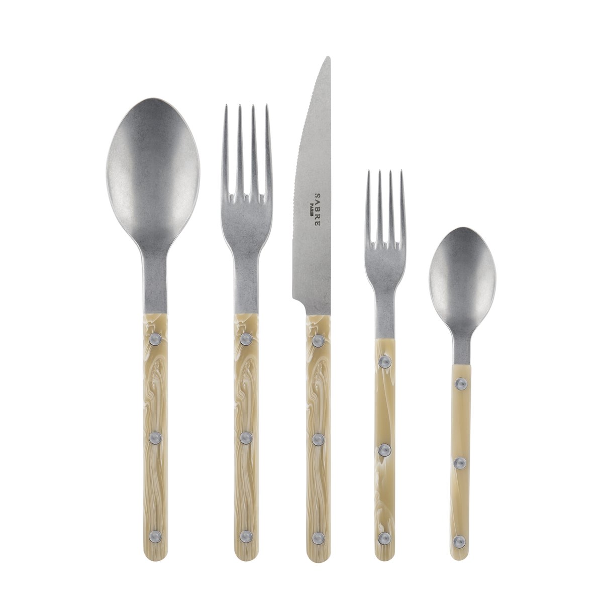 Set de 5 couverts de table, Bistrot Vintage effet corne, SABRE