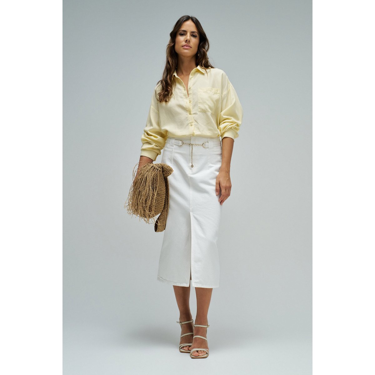 JUPE MIDI EN DENIM ecru, SALSA JEANS