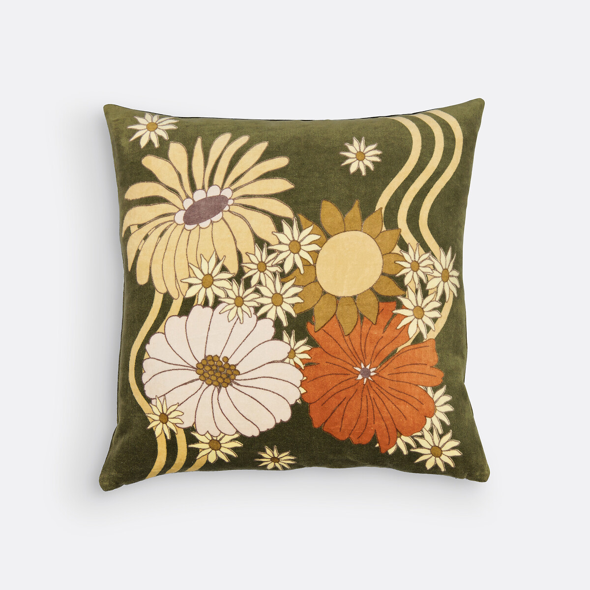 Annie 45 X 45cm Floral 100% Cotton Velvet Cushion Cover multi-coloured, LA REDOUTE INTERIEURS