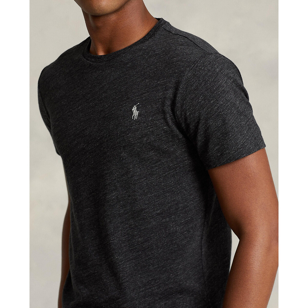 T-shirt col rond en jersey coupe ajustée gris anthracite, POLO RALPH LAUREN