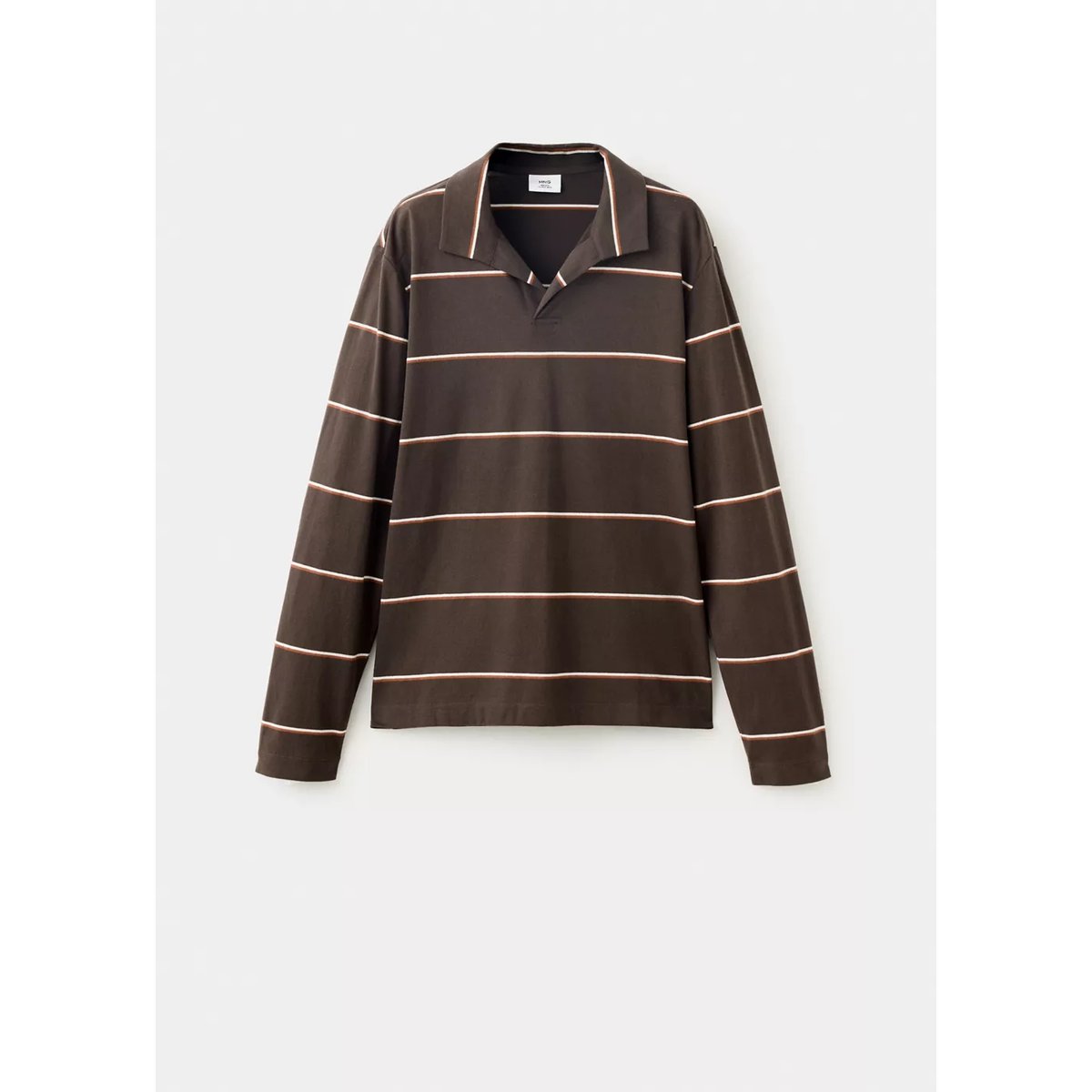 Polo 100 % coton rayures café, MANGO MAN