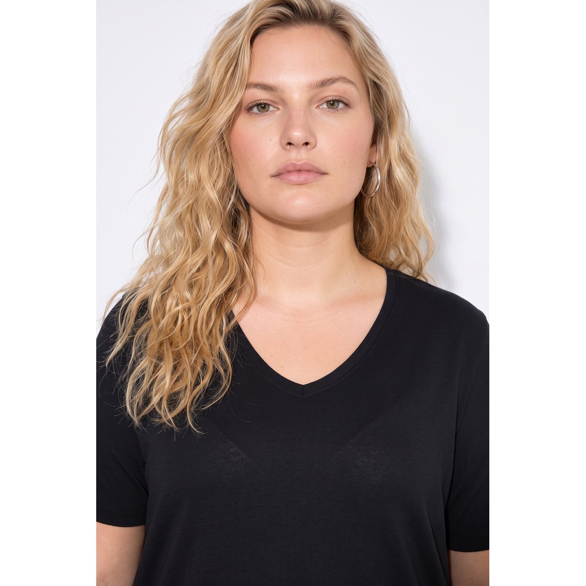 T-shirt, coupe classique, manches mi-hauteur noir, ULLA POPKEN