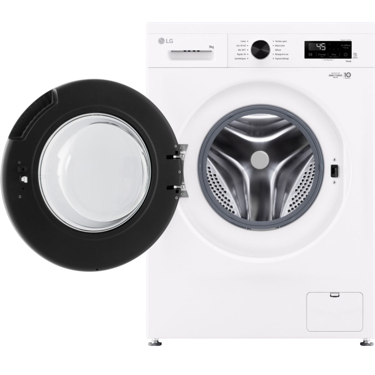 Lave linge hublot F94B16WHS - 9 kg - 1400 tr/min - Classe A - Moteur induction entraînement direct - Connecté couleur unique, LG