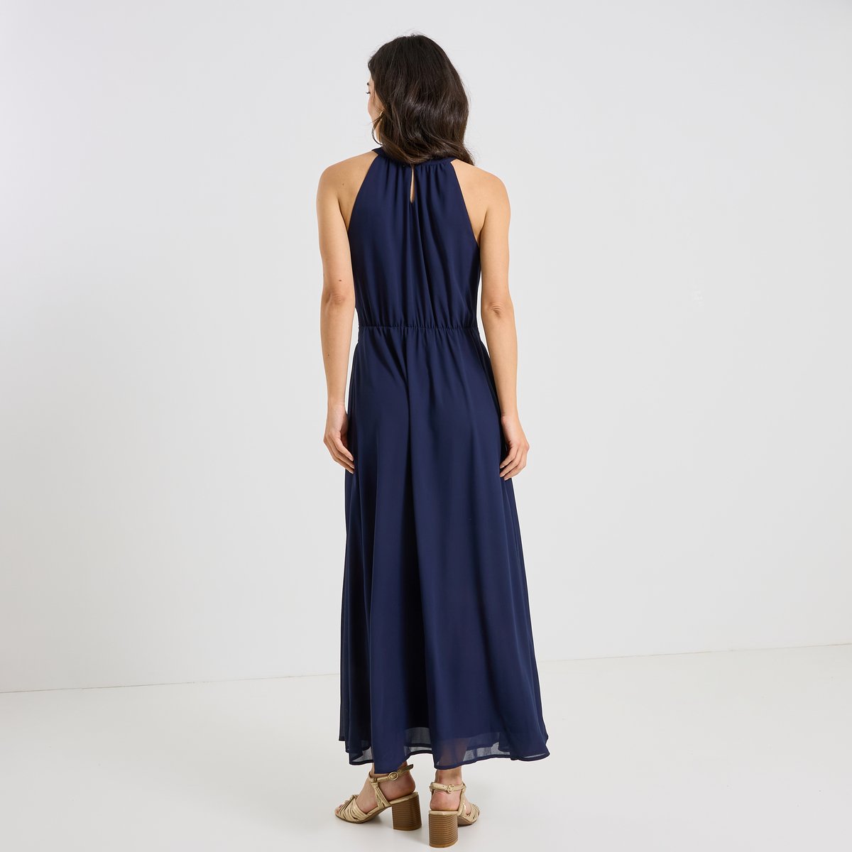 Robe longue habillée sans manches bleu marine, GRAIN DE MALICE