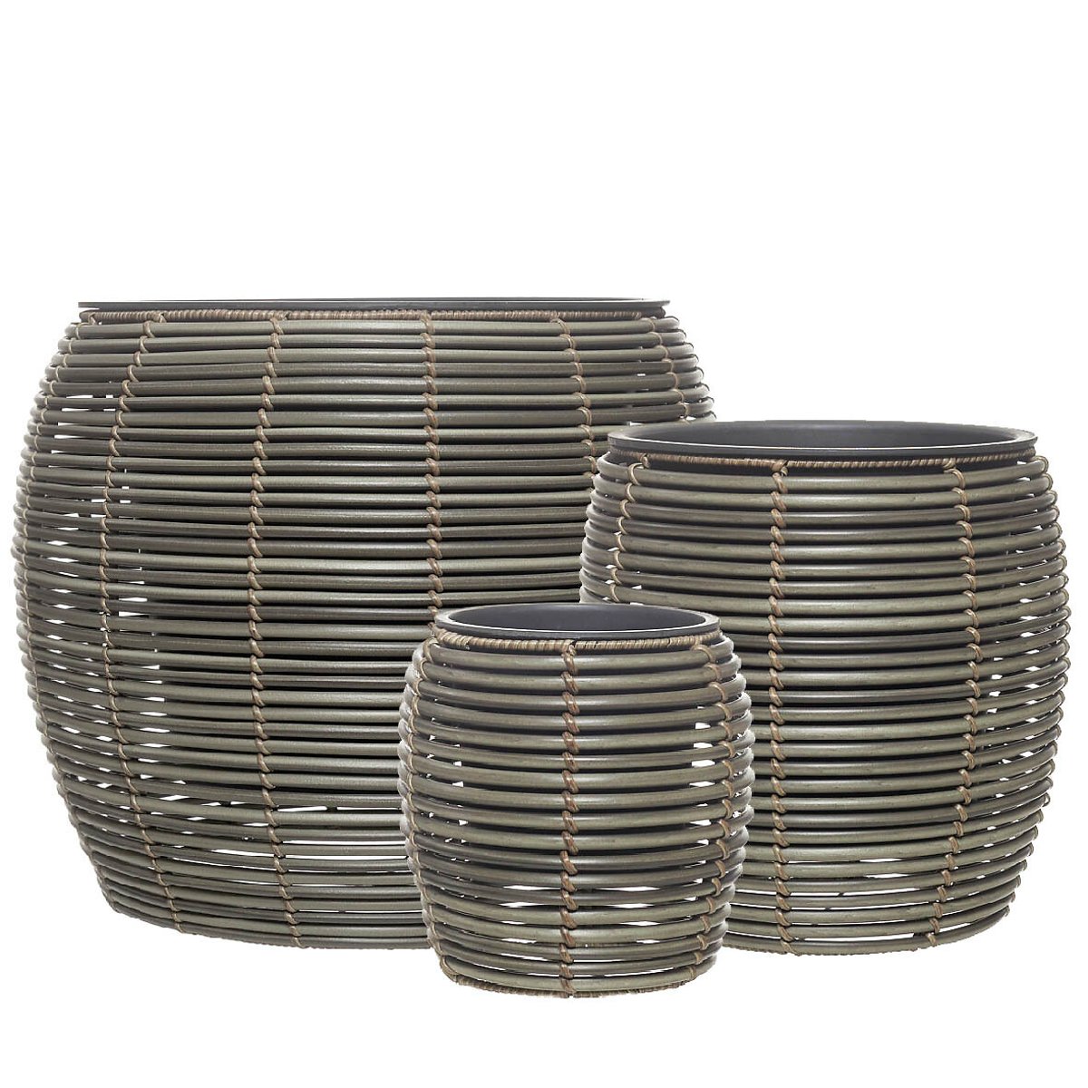 Conjunto vasos em polyrattan, BORGHESI cinzento, BORGHESI