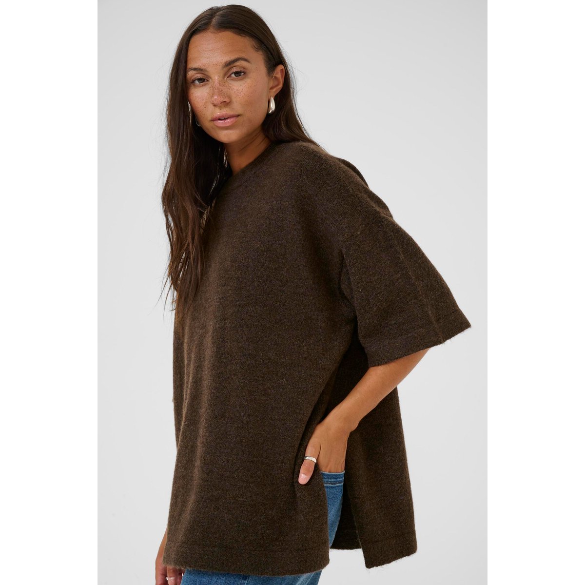 Pullover tricoté marron chocolate brown melange, KAFFE