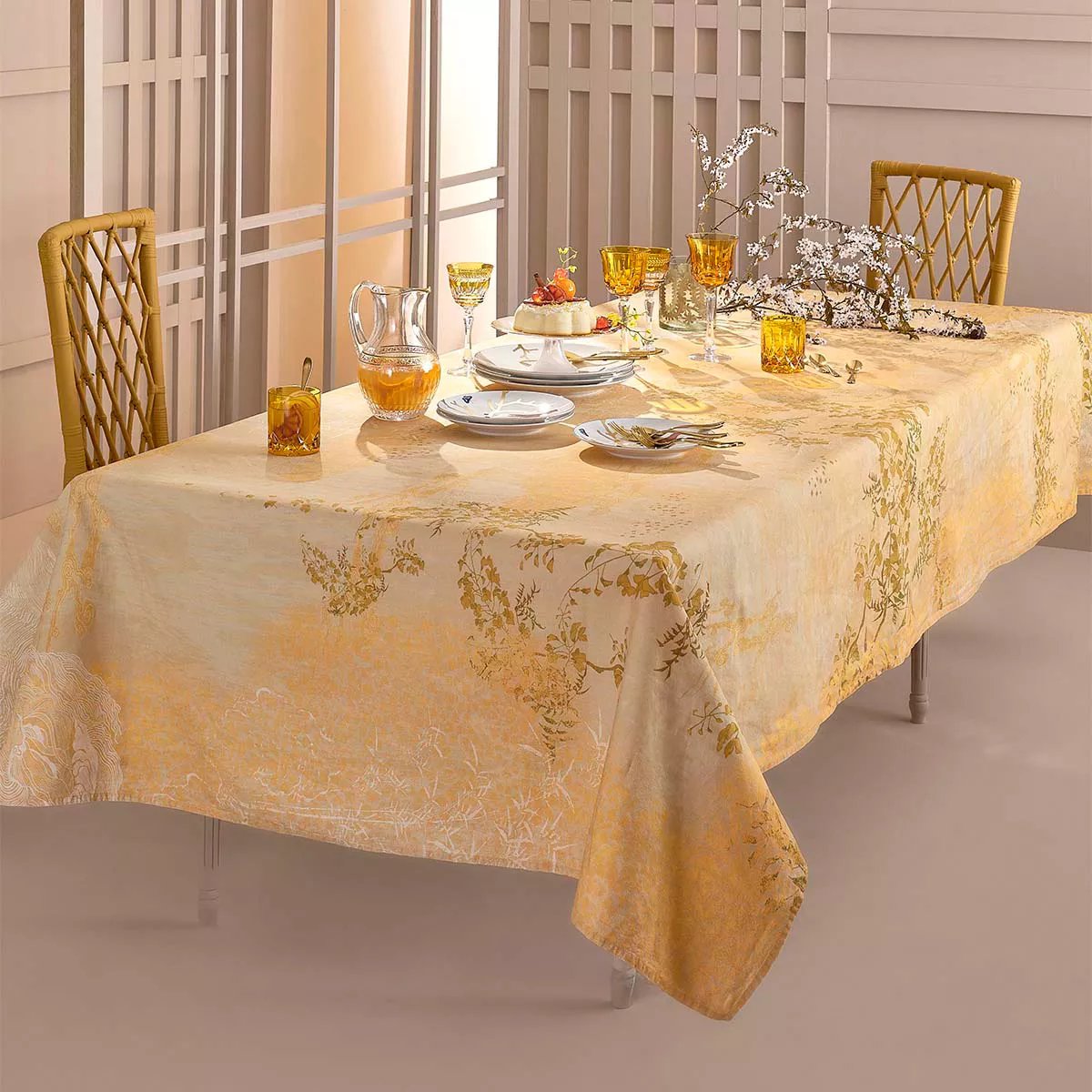 Chemin de table lin & coton lavé SOLEIL D'OR dore, GARNIER THIEBAUT