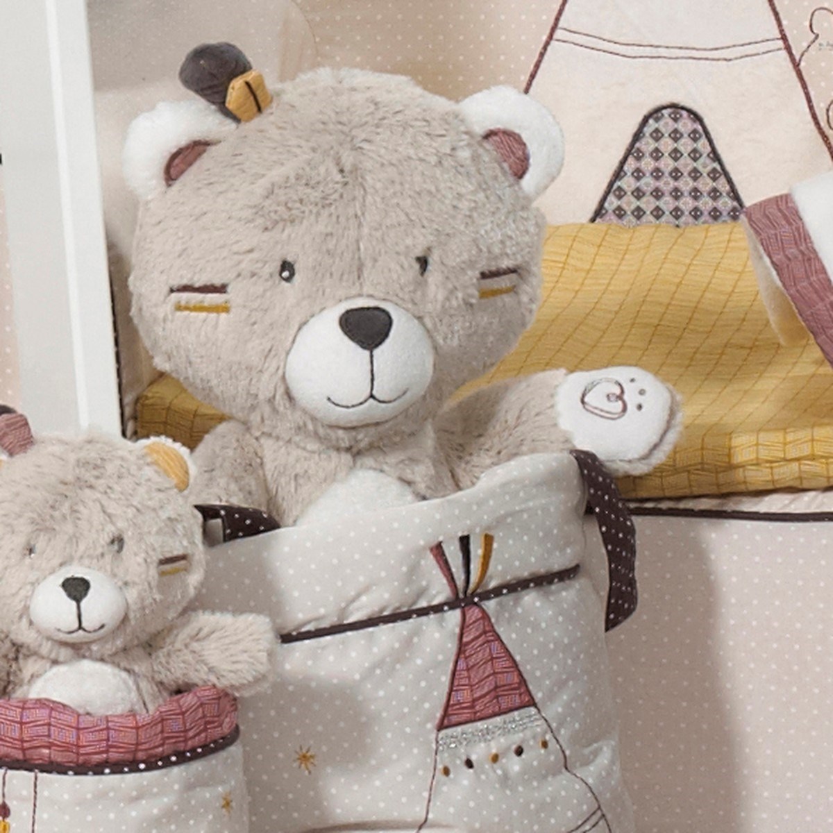 Doudou Ours en velours beige, SAUTHON