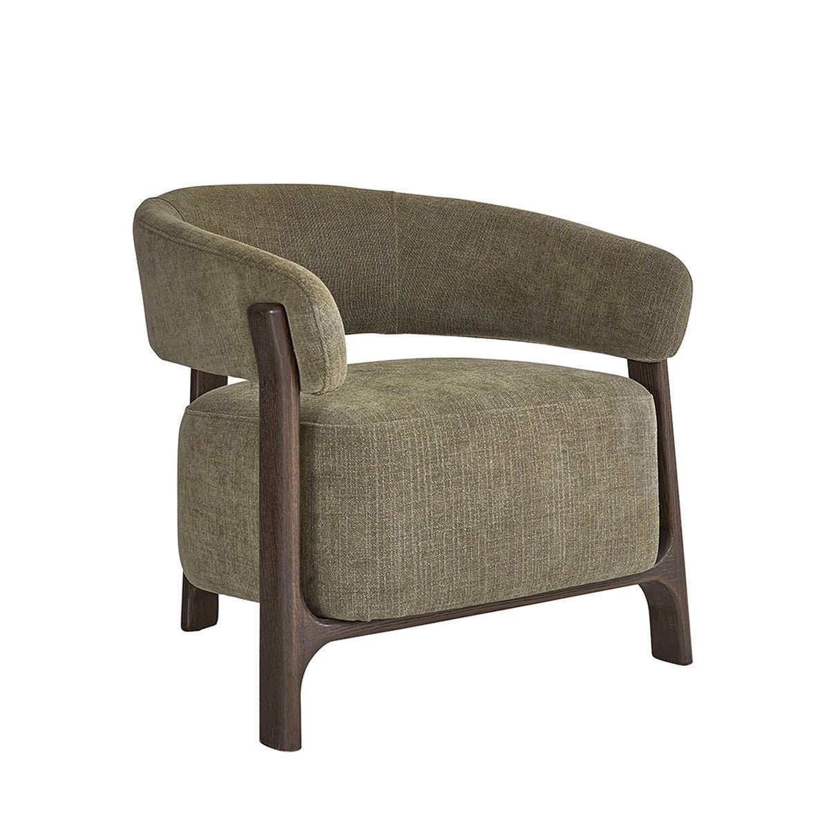 Fauteuil en bois massif et tissu HENRI kaki, BERAH GETAH