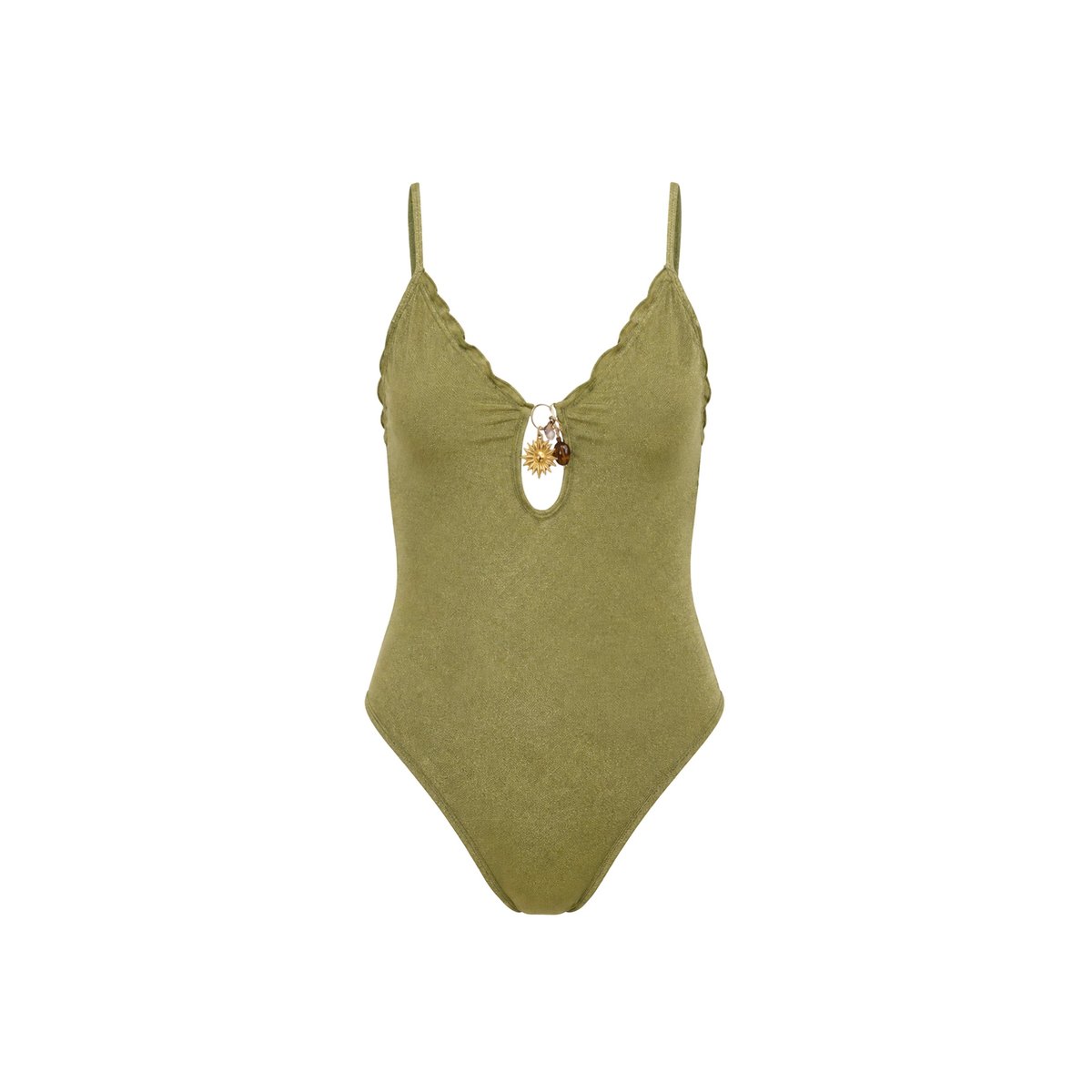 Maillot de bain en fil textile à fines bretelles vert, THE-ARE