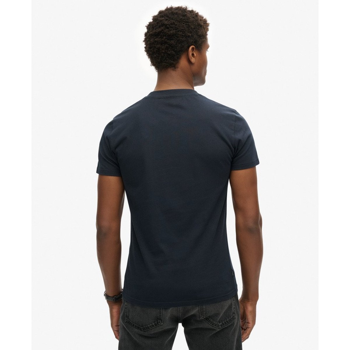 T-shirt col V vintage logo bleu marine, SUPERDRY