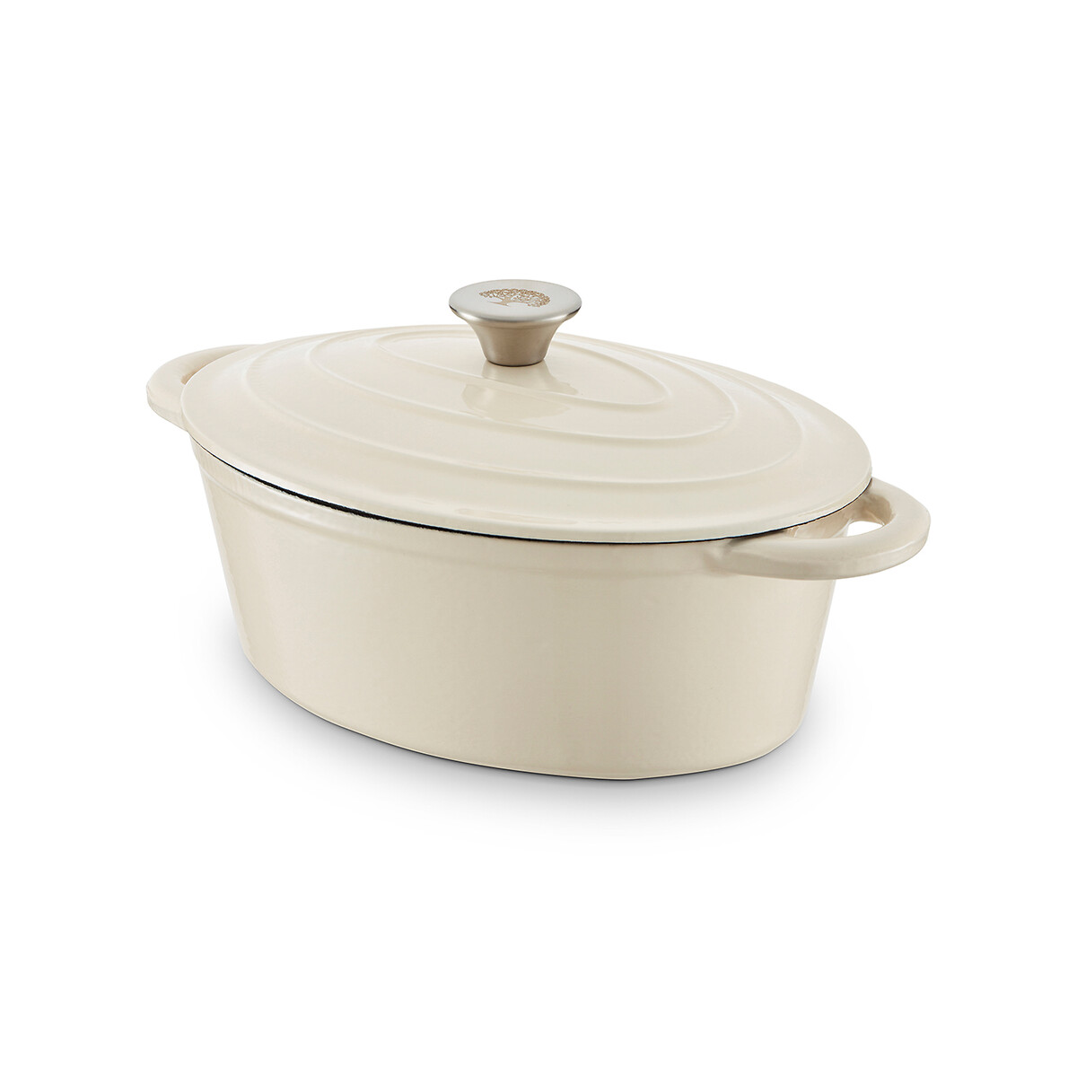 29cm Oval Cast Iron Casserole Dish cream, BARBARY & OAK