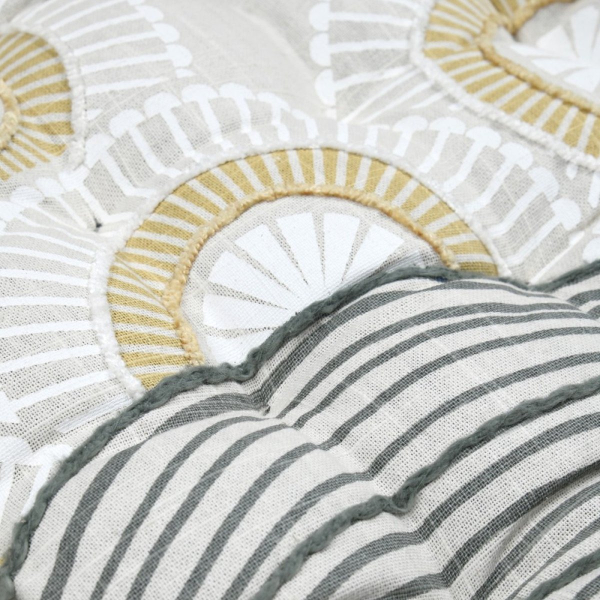 Lot de 4 galettes de chaise réversible coton YUKI multicolore, DECORATIE