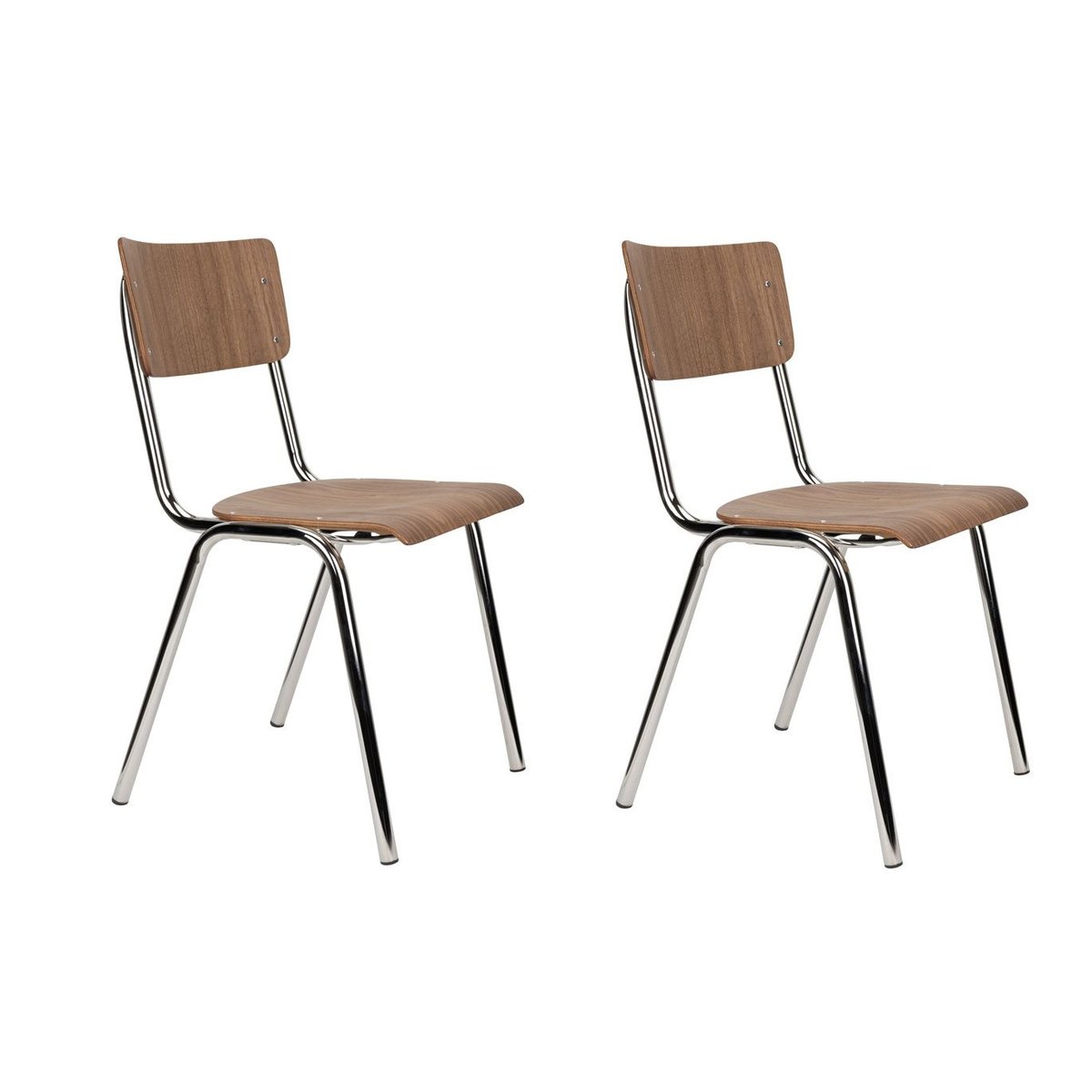 Chaise design empilable en bois (lot de 2) marron, ZUIVER