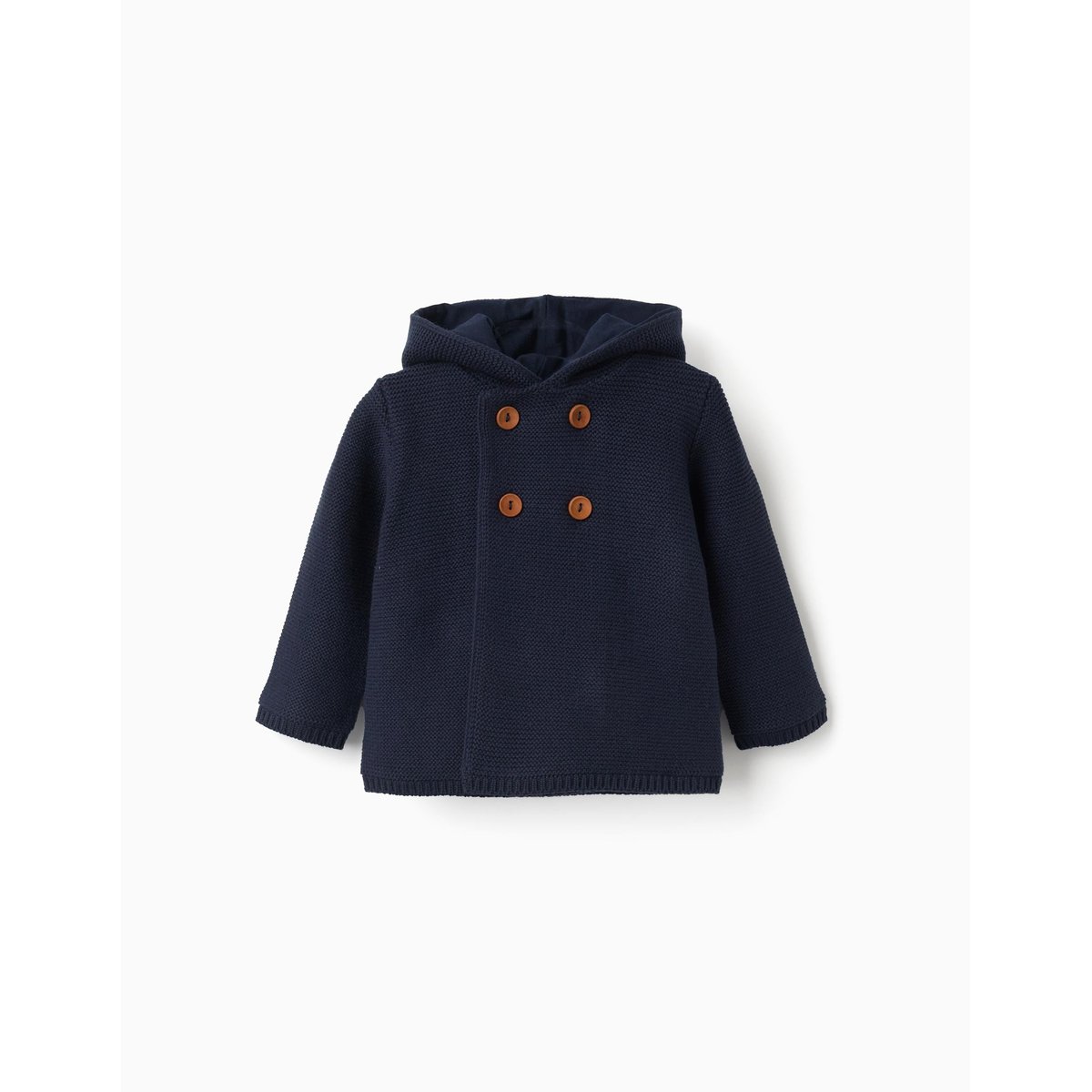 Gilet en Maille avec Capuche et Pompon bleu foncé, ZIPPY