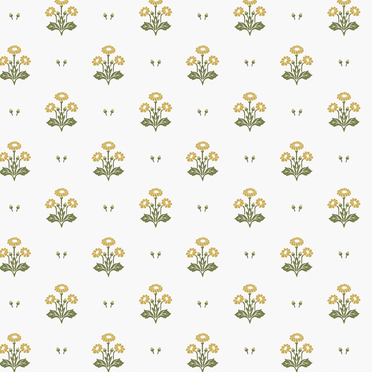 Papier peint Fleurs de marguerite Harthill Daisy jaune, vert, LAURA ASHLEY