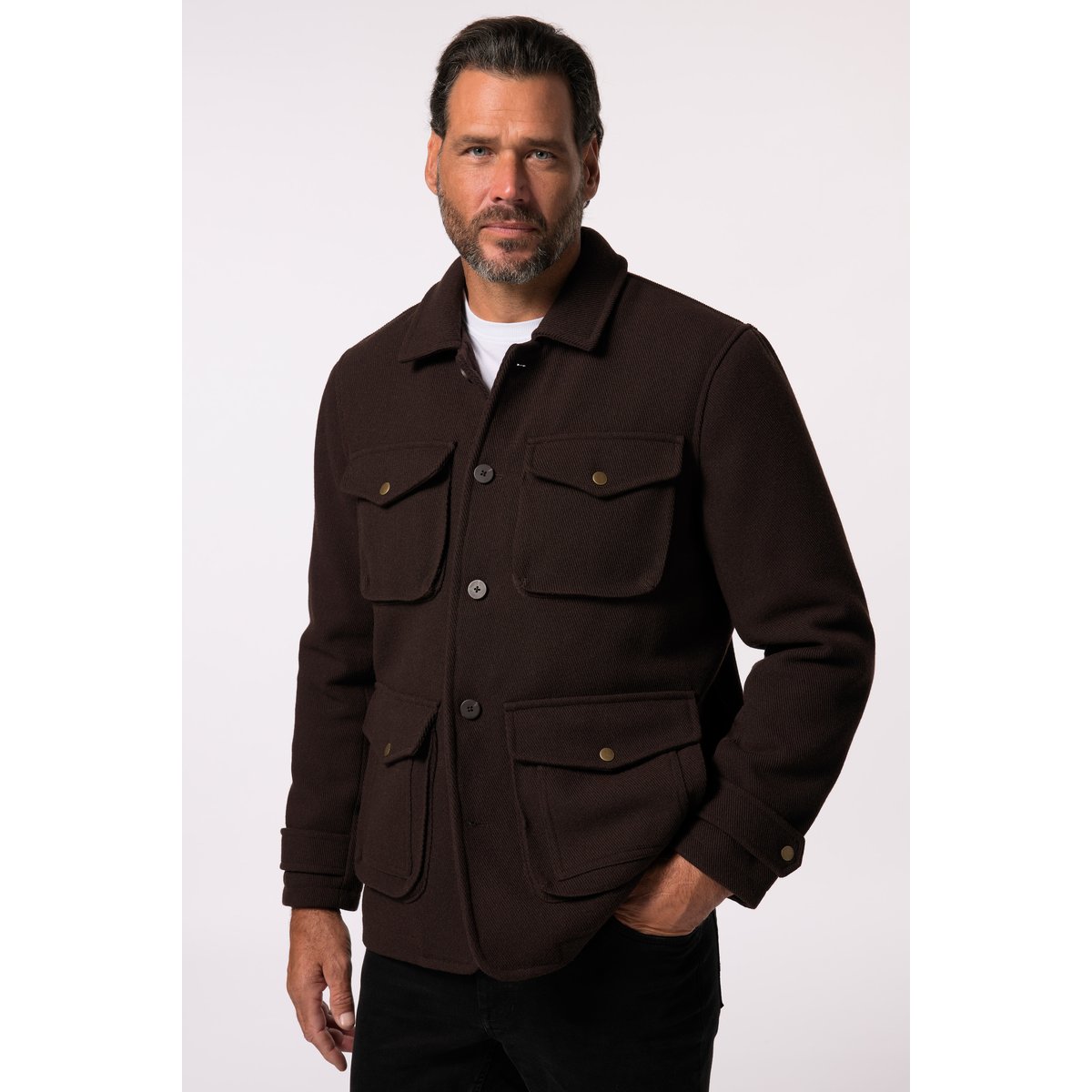 Veste de treillis, aspect laine marron foncé, JP1880