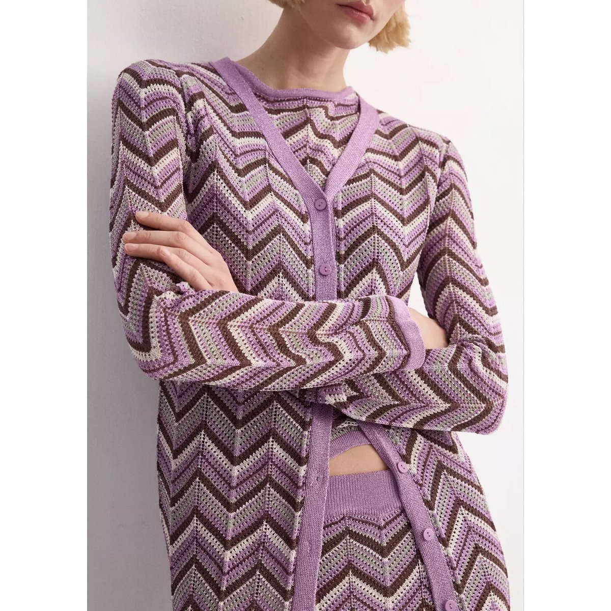 Cardigan long maille pourpre, MANGO