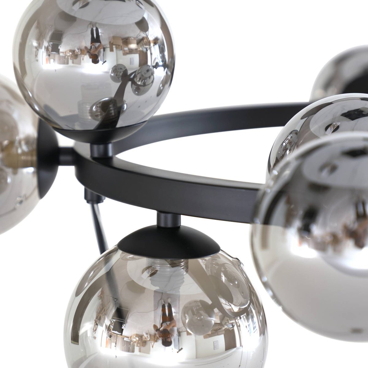 Suspension en métal moderne, Naelen noir, gris fumé, LUCANDE
