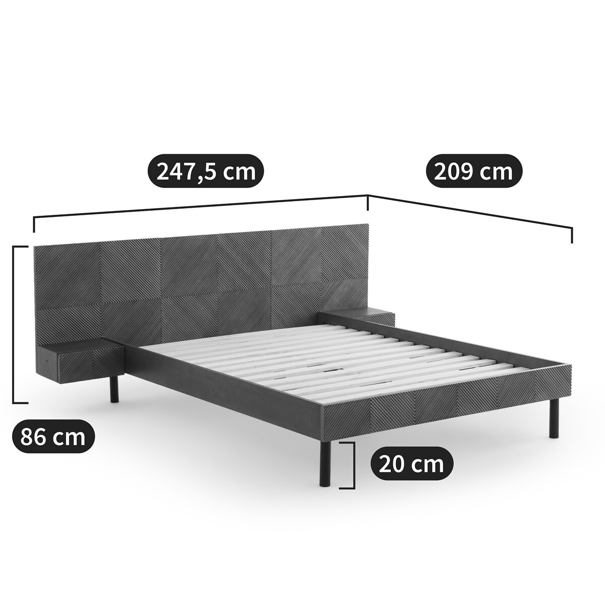 Cama com mesas de cabeceira integradas e estrado, Jérem nogueira, LA REDOUTE INTERIEURS