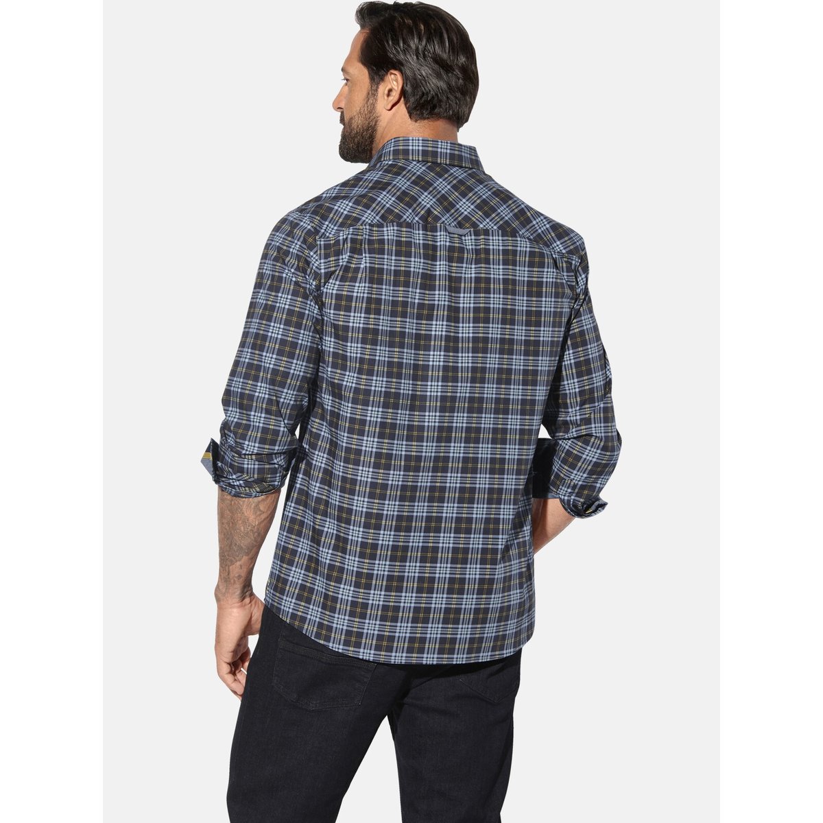 Chemise JORGREN bleu foncé à carreaux, JAN VANDERSTORM