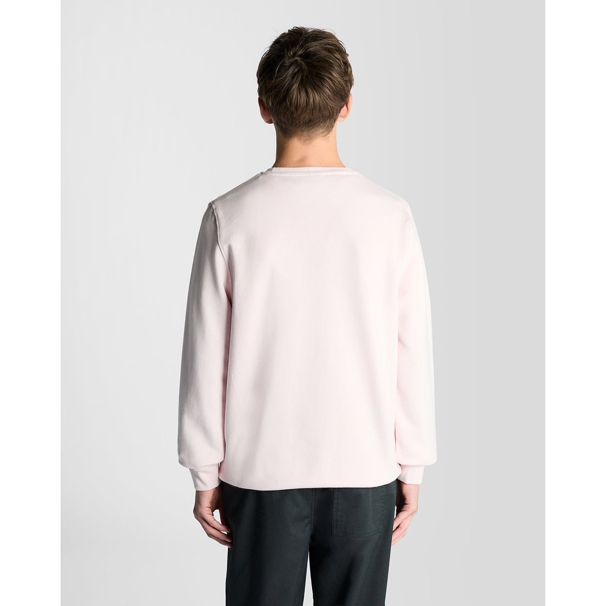 Sweat-shirt col rond en coton rose clair, LYLE & SCOTT