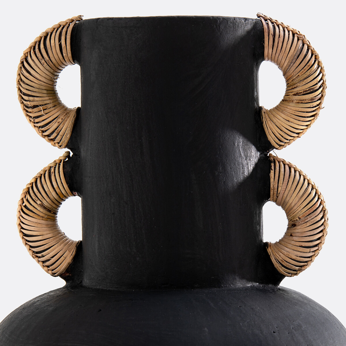 Vase décoratif en céramique et rotin H41,5 cm Kuro noir, LA REDOUTE INTERIEURS