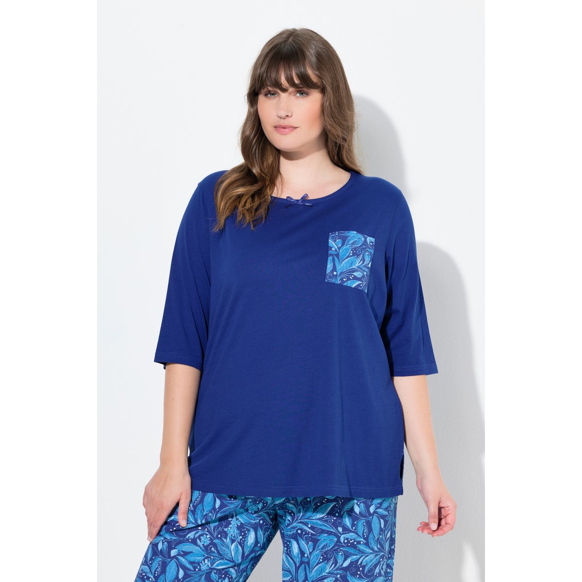 T-shirt de pyjama en coton bio indigo, ULLA POPKEN