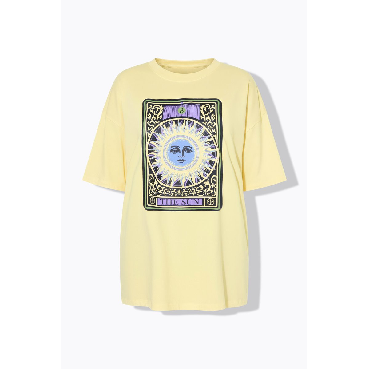T-shirt oversize avec imprimé soleil style jaune sable, STUDIO UNTOLD